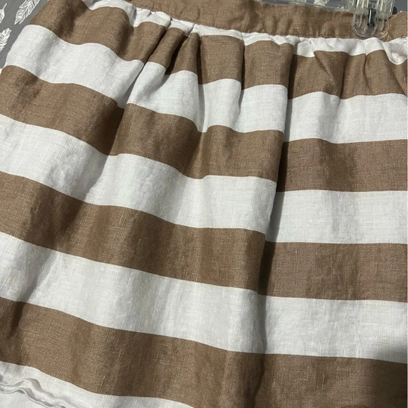 CYNTHIA Rowley Linen Tan And White Skirt - Picture 1 of 5